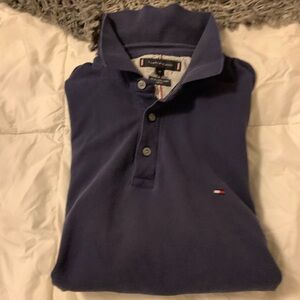 Tommy Hilfiger Men's Dark Blue Polo with Flag Logo